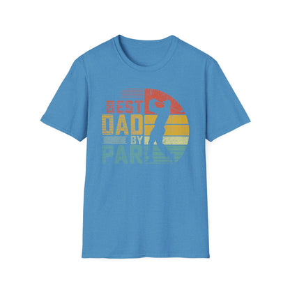 Best Dad By Par Golf Tee – funny golf dad sports graphic T-shirt in Heather Sapphire