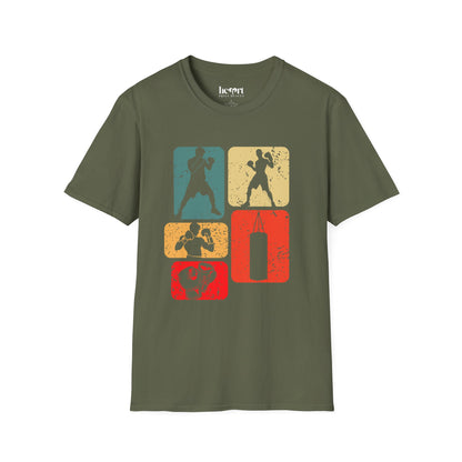 Dynamic Boxing Collage T-Shirt – Unique Graphic Tee for Boxing Enthusiasts 🥊