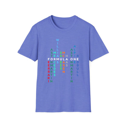 Formula 1 Team Word Art T-Shirt – Unique Grid Design for F1 Fans
