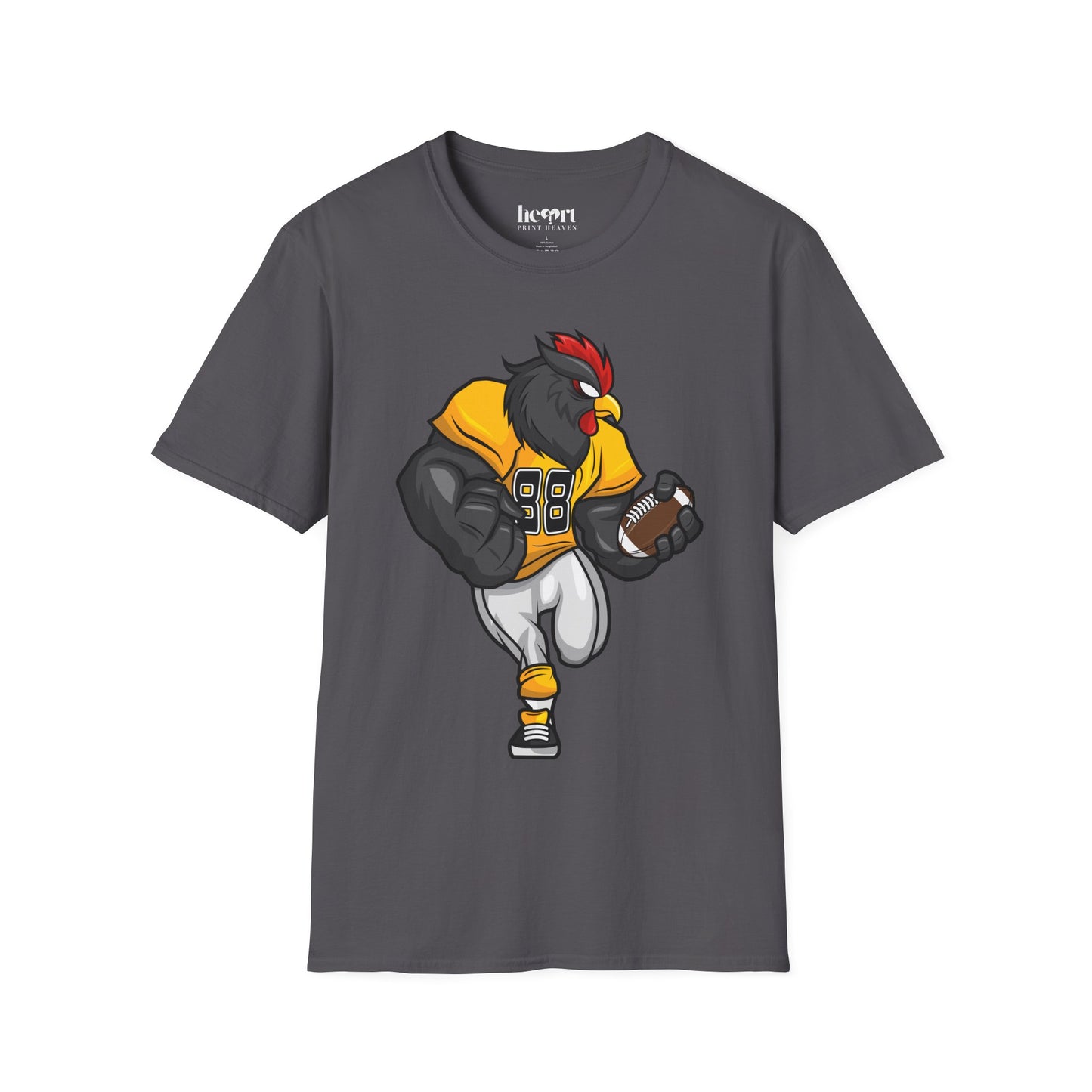 Black Rooster American Football Mascot T-Shirt – Bold Sports Tee for Fans and Teams 🏈