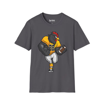 Black Rooster American Football Mascot T-Shirt – Bold Sports Tee for Fans and Teams 🏈