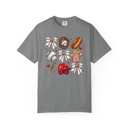 Baseball Bows & Sparkle T-Shirt | Cute Baseball Mom Collage Graphic Tee