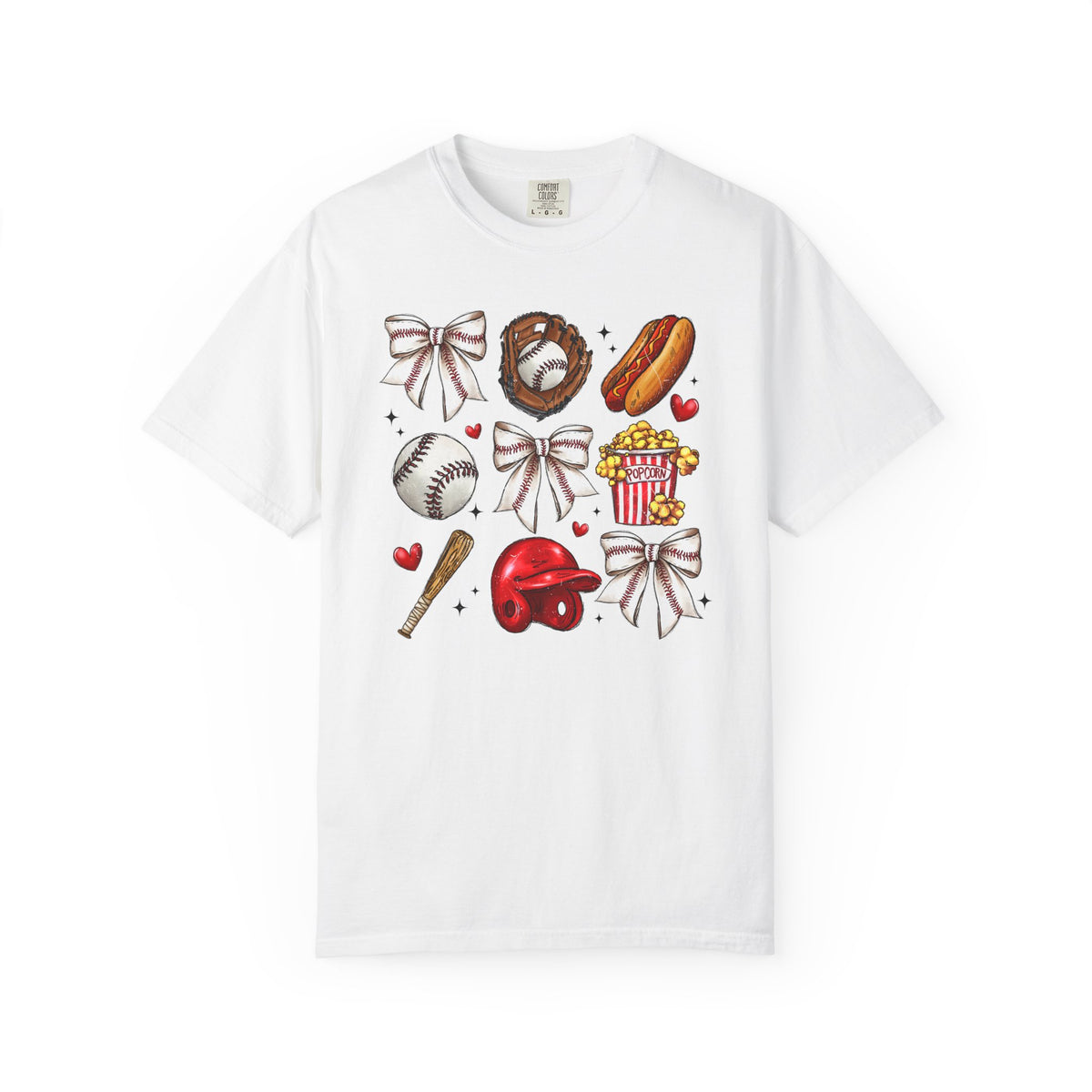 Baseball Bows & Sparkle T-Shirt | Cute Baseball Mom Collage Graphic Tee