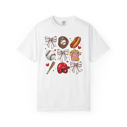 Baseball Bows & Sparkle T-Shirt | Cute Baseball Mom Collage Graphic Tee