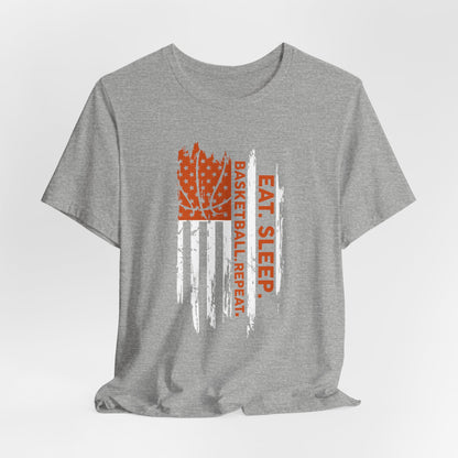 Eat Sleep Basketball Repeat Basketball American Flag T-Shirt