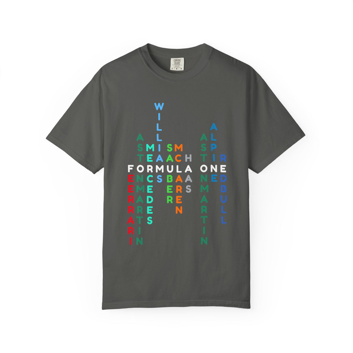 Formula 1 Teams T-Shirt – F1 Grid Word Art Racing Shirt for Motorsport Fans