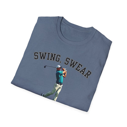 Swing Swear Look For Ball Repeat Golf Tee – Funny Golf Humor Sports T-Shirt