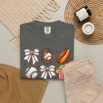 Baseball Bows & Sparkle T-Shirt | Cute Baseball Mom Collage Graphic Tee