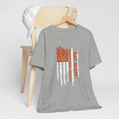Eat Sleep Basketball Repeat Basketball American Flag T-Shirt