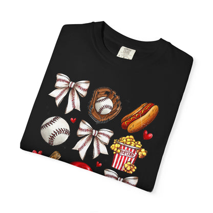 Baseball Bows & Sparkle T-Shirt | Cute Baseball Mom Collage Graphic Tee