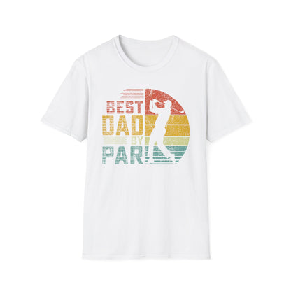 Best Dad By Par Golf Tee – funny golf dad sports graphic T-shirt in White
