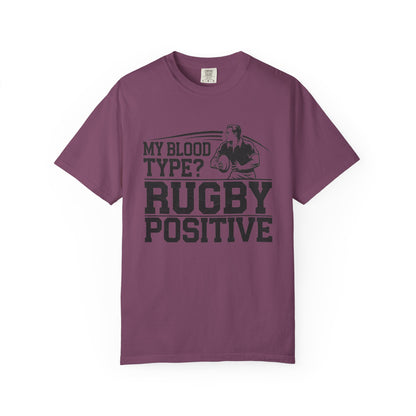 My Blood Type? Rugby Positive Version 3 T-Shirt 🏉| Funny Rugby Enthusiast Tee
