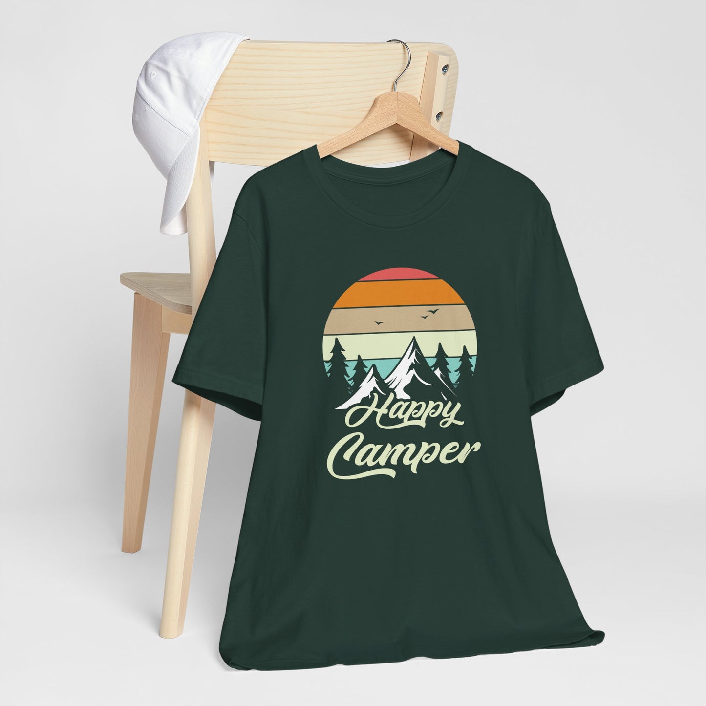 Happy Camper T-Shirt – Minimal Outdoor Camping Tee for Nature Lovers
