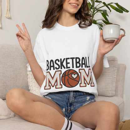 Basketball Mom Faux Embroidery T-Shirt 🏀 | Game Day Sports Mom Tee