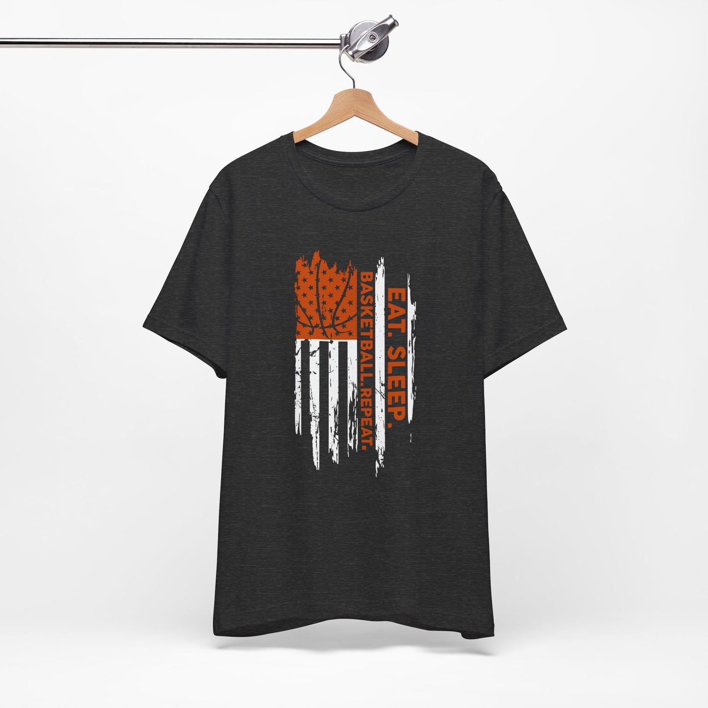 Eat Sleep Basketball Repeat Basketball American Flag T-Shirt