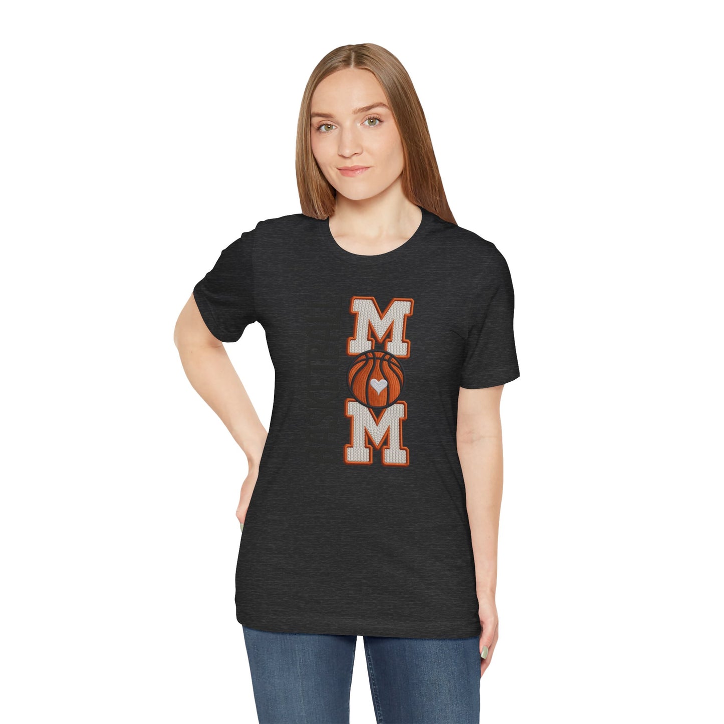 Basketball Mom Faux Embroidery T-Shirt – Game Day Sports Mom Tee