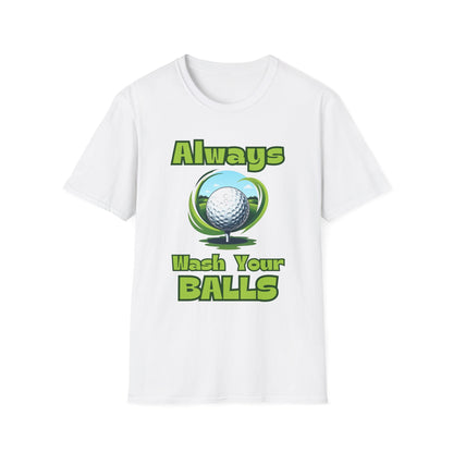 Always Wash Your Balls Golf Tee – Funny Vintage Golf Humor Sports T-Shirt
