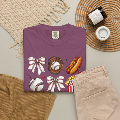 Baseball Bows & Sparkle T-Shirt | Cute Baseball Mom Collage Graphic Tee