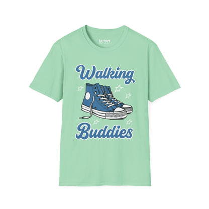 Walking Buddies Blue Shoes T-Shirt 👟🚶‍♀️ | Fun Fitness & Friendship Tee