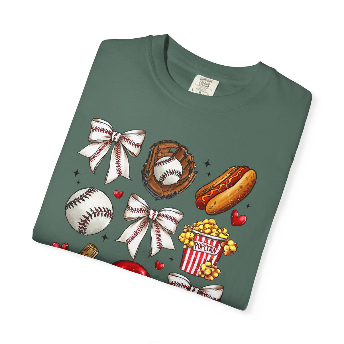Baseball Bows & Sparkle T-Shirt | Cute Baseball Mom Collage Graphic Tee