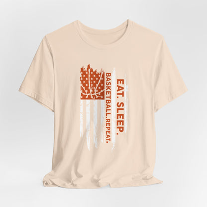Eat Sleep Basketball Repeat Basketball American Flag T-Shirt
