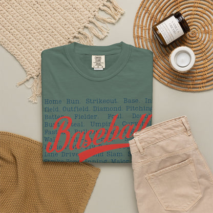 Baseball Terminology T-Shirt ⚾ | Vintage Script Baseball Words Graphic Tee
