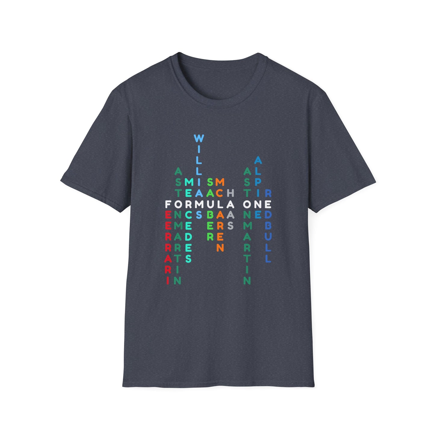 Formula 1 Team Word Art T-Shirt – Unique Grid Design for F1 Fans