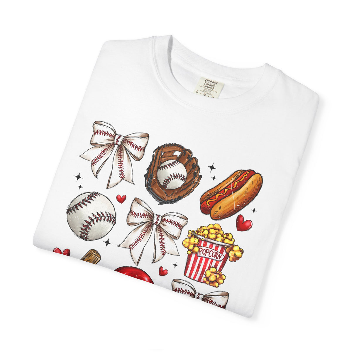 Baseball Bows & Sparkle T-Shirt | Cute Baseball Mom Collage Graphic Tee