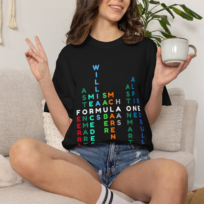 Formula 1 Teams T-Shirt – F1 Grid Word Art Racing Shirt for Motorsport Fans