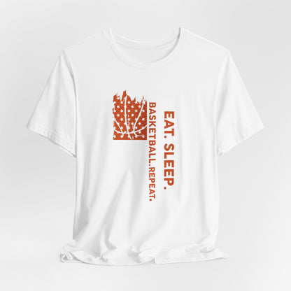 Eat Sleep Basketball Repeat Basketball American Flag T-Shirt
