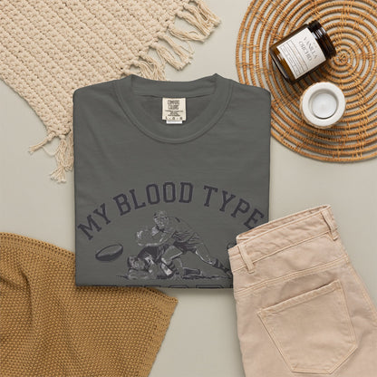 My Blood Type? Rugby Positive Version 2 T-Shirt 🏉 | Funny Rugby Enthusiast Tee
