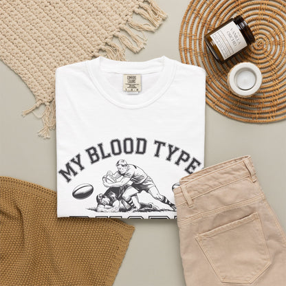 My Blood Type? Rugby Positive Version 2 T-Shirt 🏉 | Funny Rugby Enthusiast Tee