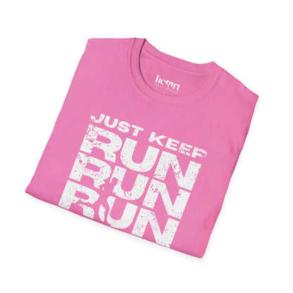 Just Keep Running Men's T-Shirt – Motivational Running Apparel for Active Men