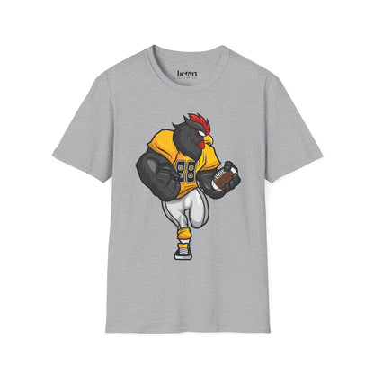 Black Rooster American Football Mascot T-Shirt – Bold Sports Tee for Fans and Teams 🏈