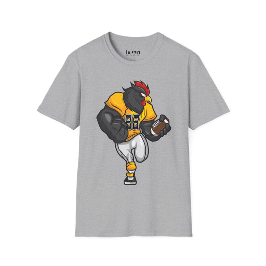 Black Rooster American Football Mascot T-Shirt – Bold Sports Tee for Fans and Teams 🏈