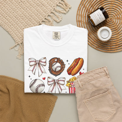 Baseball Bows & Sparkle T-Shirt | Cute Baseball Mom Collage Graphic Tee