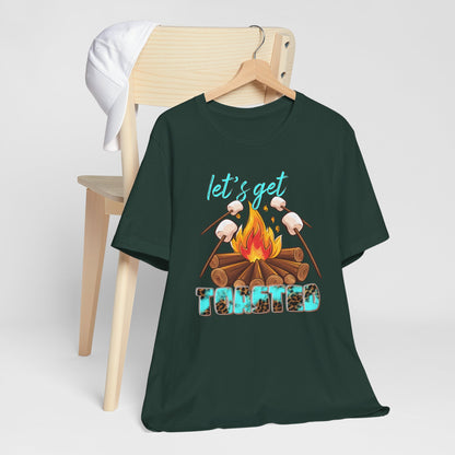 Let’s Get Toasted Campfire T-Shirt – Funny Camping Graphic Tee for Outdoor Lovers
