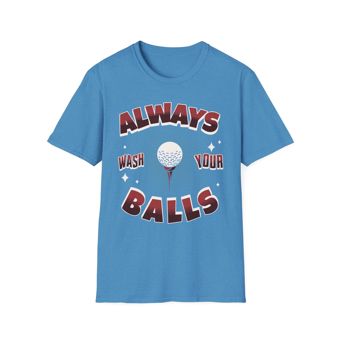 Always Wash Your Balls golf tee – funny vintage golf humor sports graphic T-shirt in Heather Sapphire