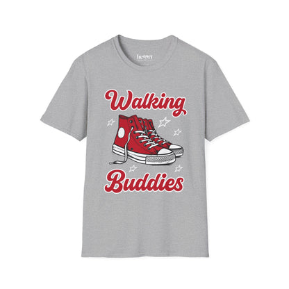 Walking Buddies T-Shirt 👟 | Red Shoes Design for Walking Partners & Friends