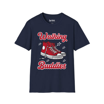 Walking Buddies T-Shirt 👟 | Red Shoes Design for Walking Partners & Friends