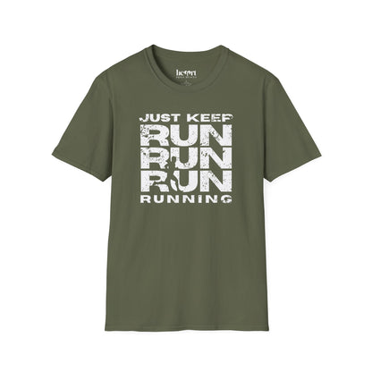 Just Keep Running Men's T-Shirt – Motivational Running Apparel for Active Men