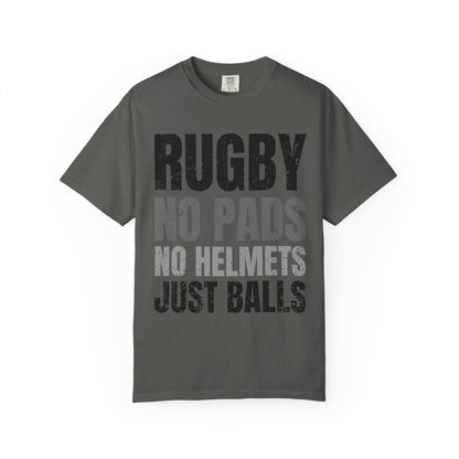 Rugby "No Pads, No Helmets, Just Balls" Funny T-Shirt 🏉 | Bold Rugby Fan Statement Tee