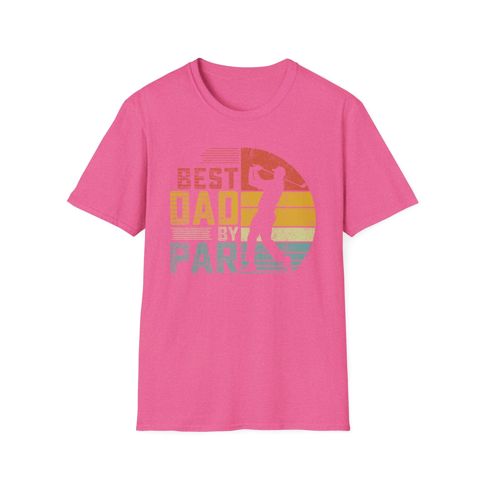 Best Dad By Par Golf Tee – funny golf dad sports graphic T-shirt in Heather Heliconia