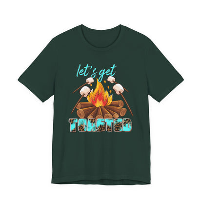 Let’s Get Toasted Campfire T-Shirt – Funny Camping Graphic Tee for Outdoor Lovers