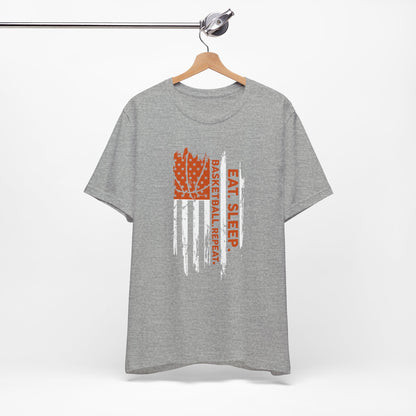 Eat Sleep Basketball Repeat Basketball American Flag T-Shirt