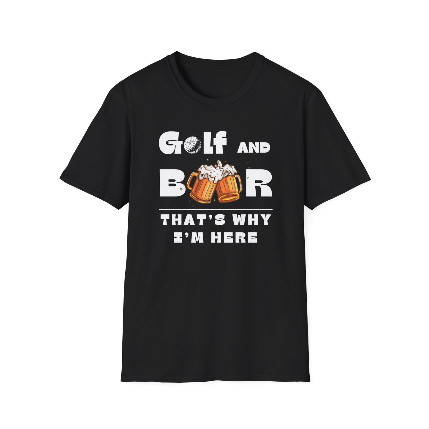 Golf & Beer Tee – funny golf humor sports graphic T-shirt in Black