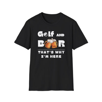 Golf & Beer Tee – funny golf humor sports graphic T-shirt in Black
