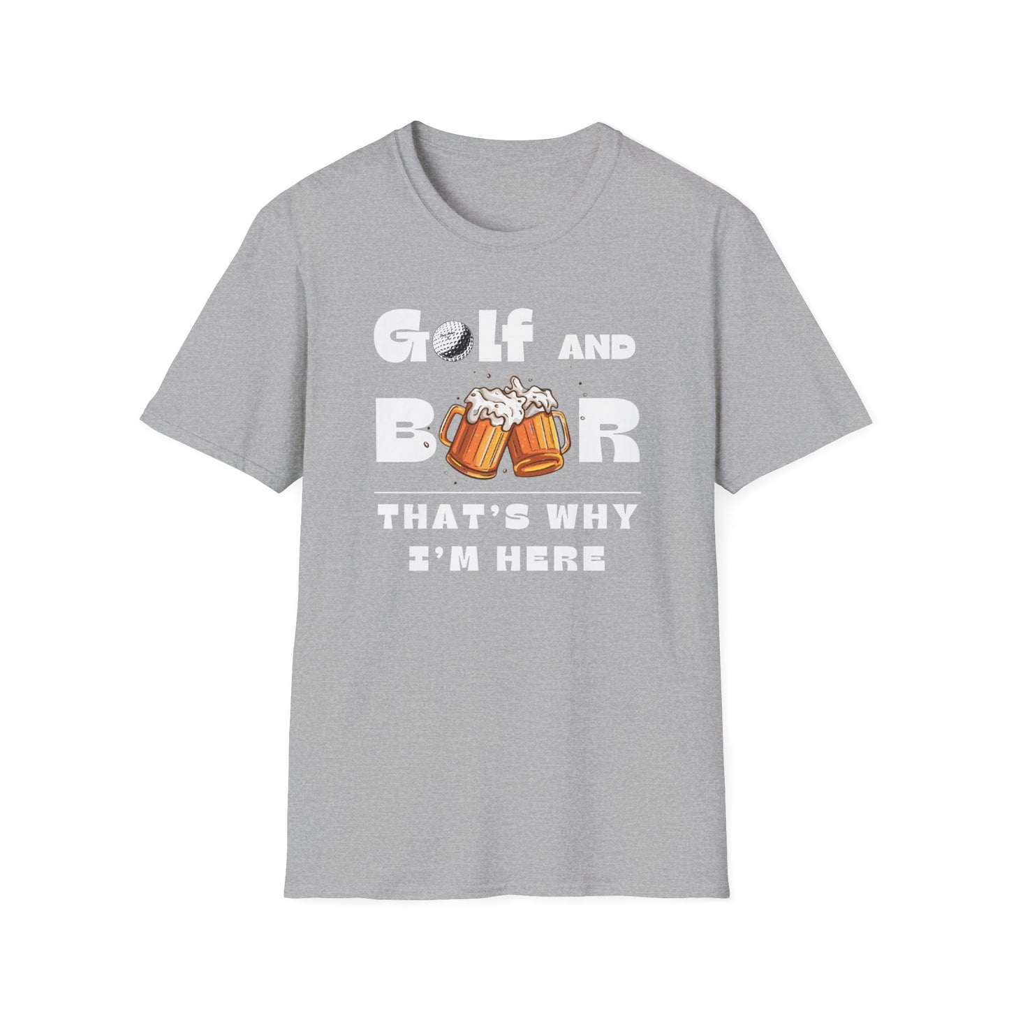 Golf & Beer Tee – funny golf humor sports graphic T-shirt in Sport Grey