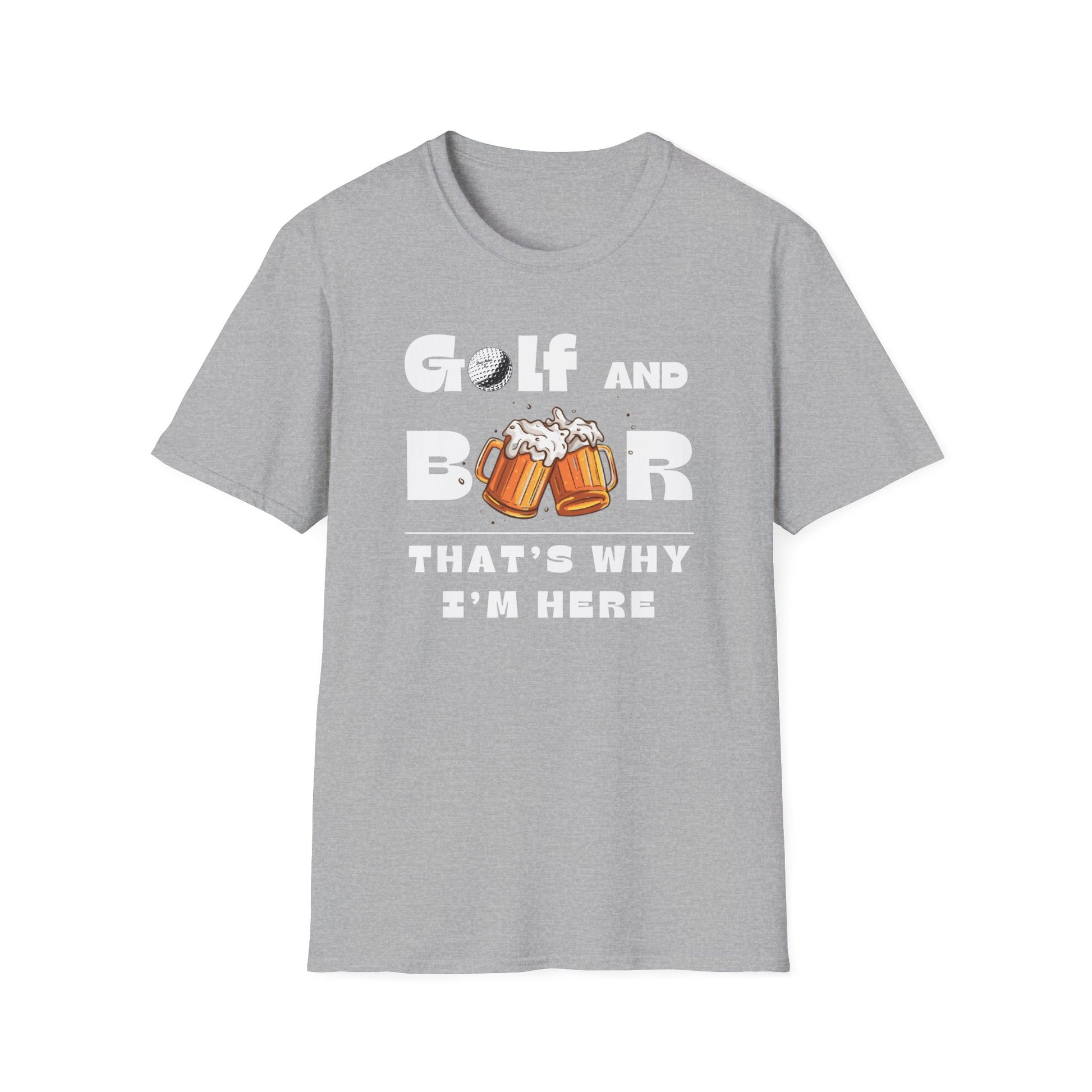 Golf & Beer Tee – funny golf humor sports graphic T-shirt in Sport Grey