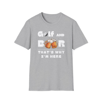 Golf & Beer Tee – funny golf humor sports graphic T-shirt in Sport Grey